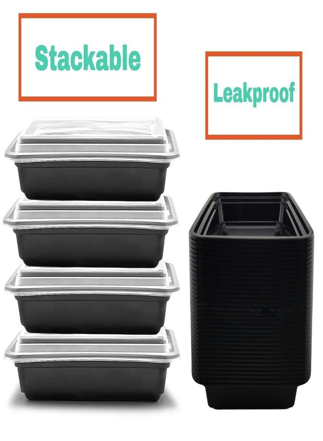 Smygoods Meal Prep Containers 28oz Plastic Take-Out Container with Lids for Food Storage, Bento Box for Lunch, Leak-Proof, BPA-Free, Reusable Or Disposable, Microwave Safe (50 Pack, 28oz) - Image 2